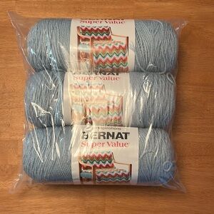 Lot of 3 skeins Bernat Super Value Yarn - cornflower blue